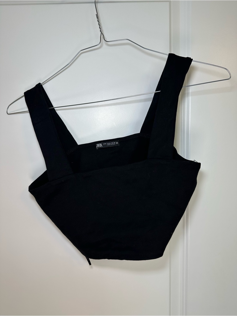 Zara Black Cropped Square Neck Tank